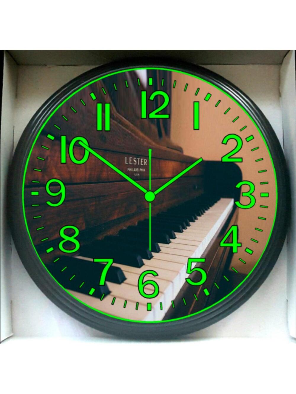 Piano Grand Piano Classical Music Studio Lounge Glow In The Dark Wall Clock New